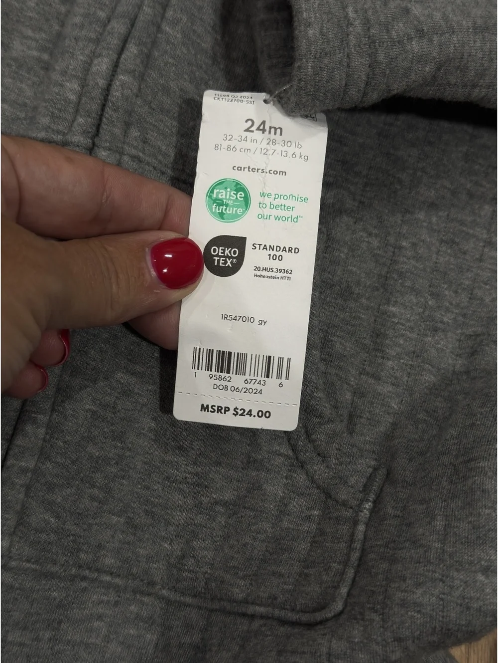 Carters 24 Months Gray Zip-Up One-Piece Romper